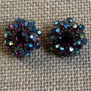 Vintage purple AB crystal earrings